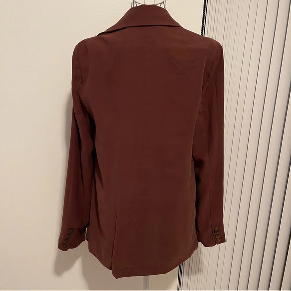 WeWoreWhat DANIELLE BERNSTEIN RELAXED BLAZER 1 button BROWN viscose blend SZ S - Picture 3 of 10